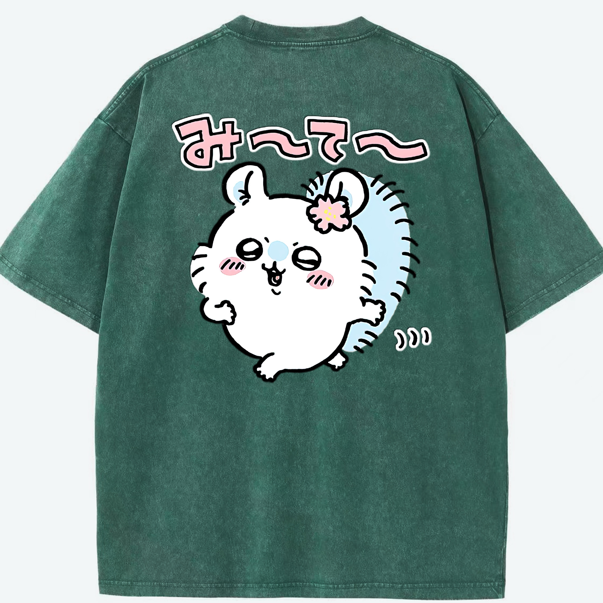 （画像用） ちいかわ モモンガ Chii-kawa Momonga 綿100% ヴィンテージ風 半袖Tシャツ（背面プリント）